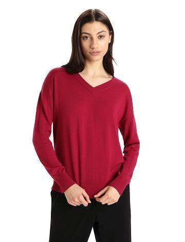 Dámské Svetry Icebreaker Merino Shearer V Neck Růžové | CZ 1319VRWD